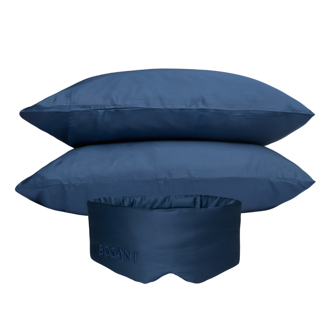 Paketgeschäft: Marineblau Schlafmaske x Kissenbezüge
